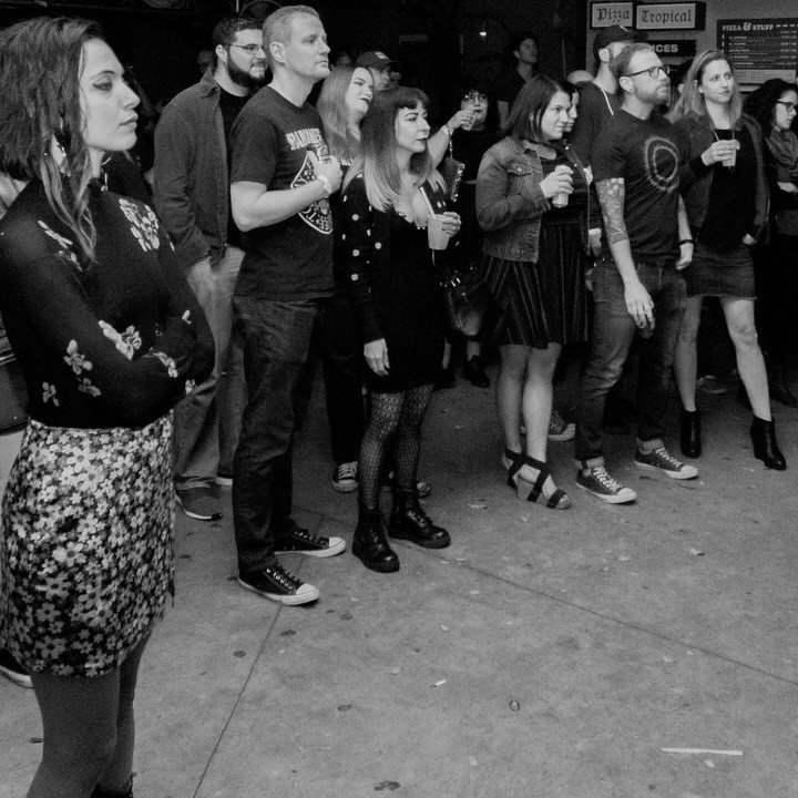 The crowd outside Gramps for The Crumbs 25th anniversary show